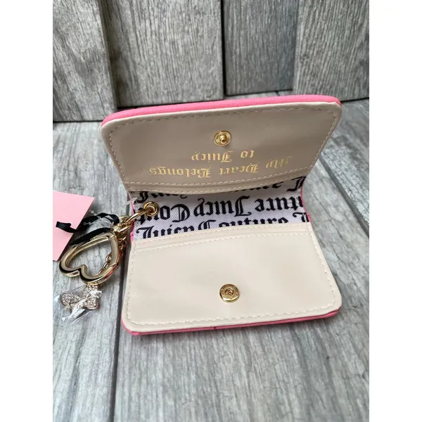 Juicy Couture Pink Velour Wallet with Rhinestone Logo & Butterfly Charm - Image 5