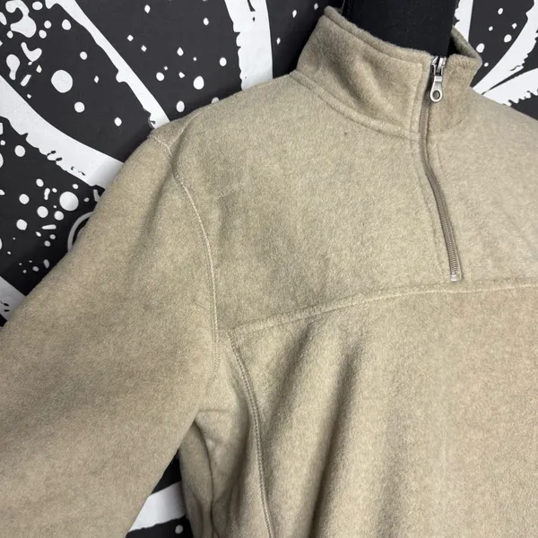 Croft & Barrow Tan Fleece Quarter Zip Pullover Men's Medium - Image 2
