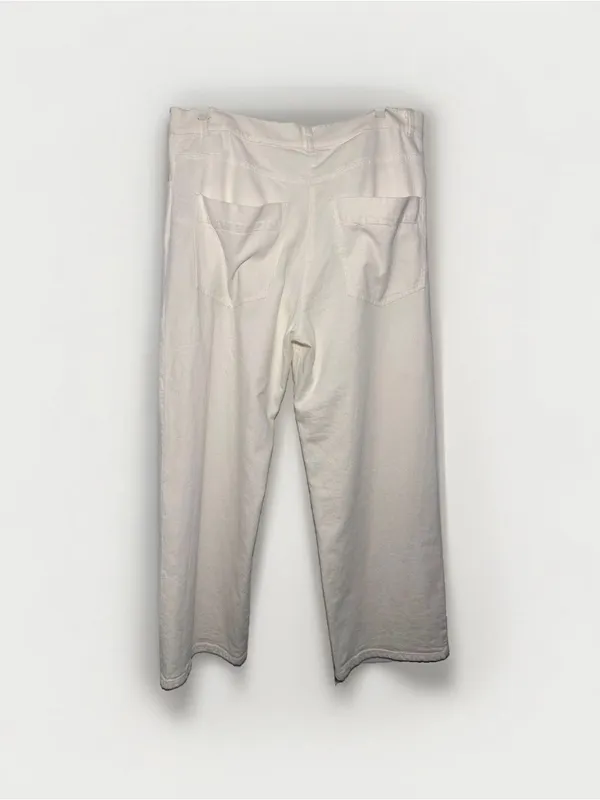 WJ Martin Roberta White Wide Leg Denim Pants Cotton Linen Blend NWT Sz 46 US 10 - Image 5