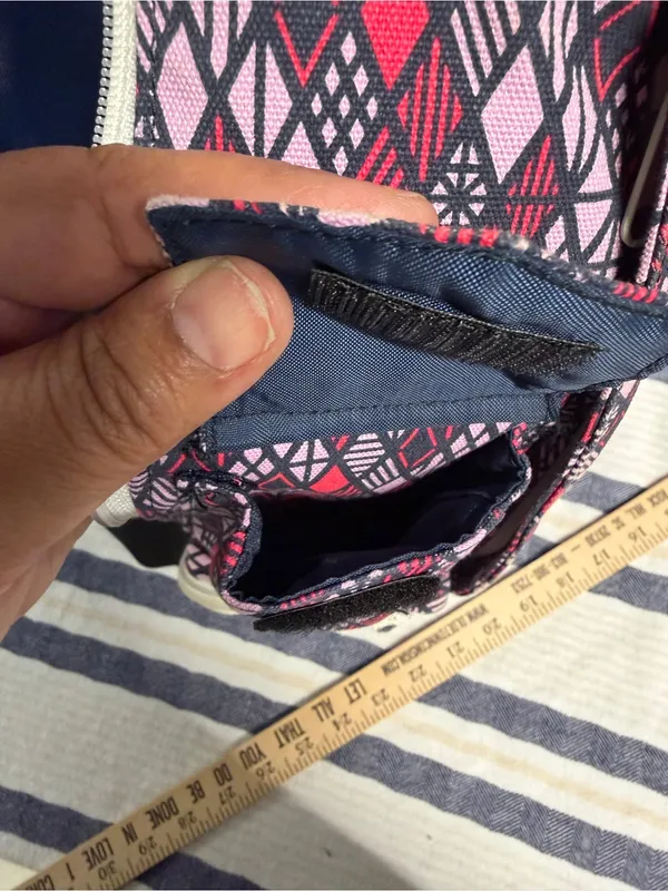KAVU Rope Sling Backpack Pink Black Geometric Crossbody Travel Hiking Bag - Image 9