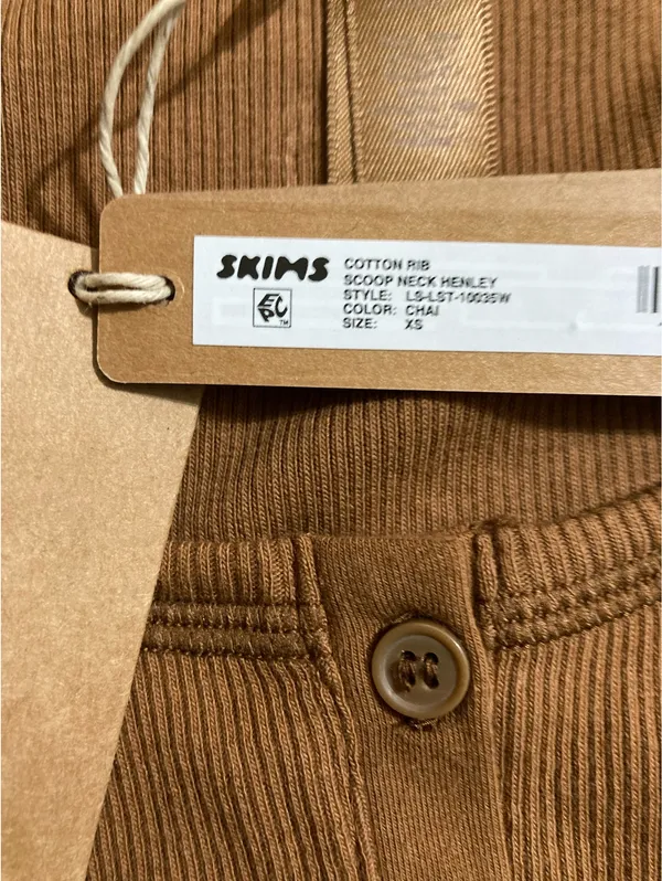 SKIMS Cotton Rib Henley XS - Image 5