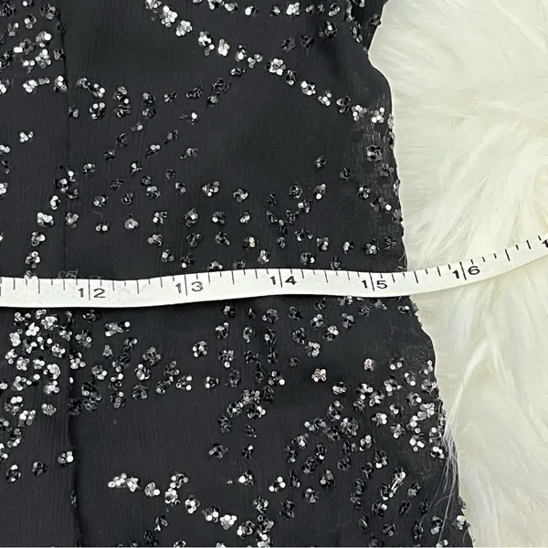 CFTC Studio Vintage 80’s Black Silk Beaded Evening Top M - Image 9