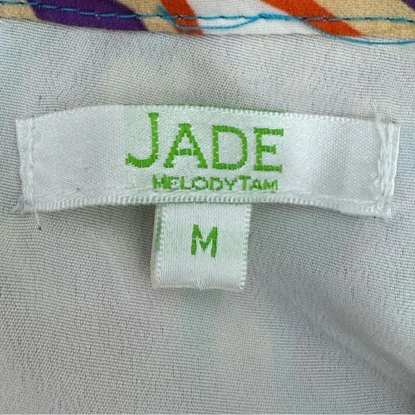 Jade‎ Melody Tam Multi Floral Print Ruffle Hem Tunic Halter Dress Medium - Image 8