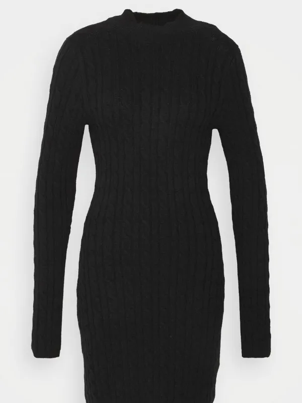 Hollister Cable Knit Long Sleeve Sweater Mini Dress - Black - Women's Size M - Image 2