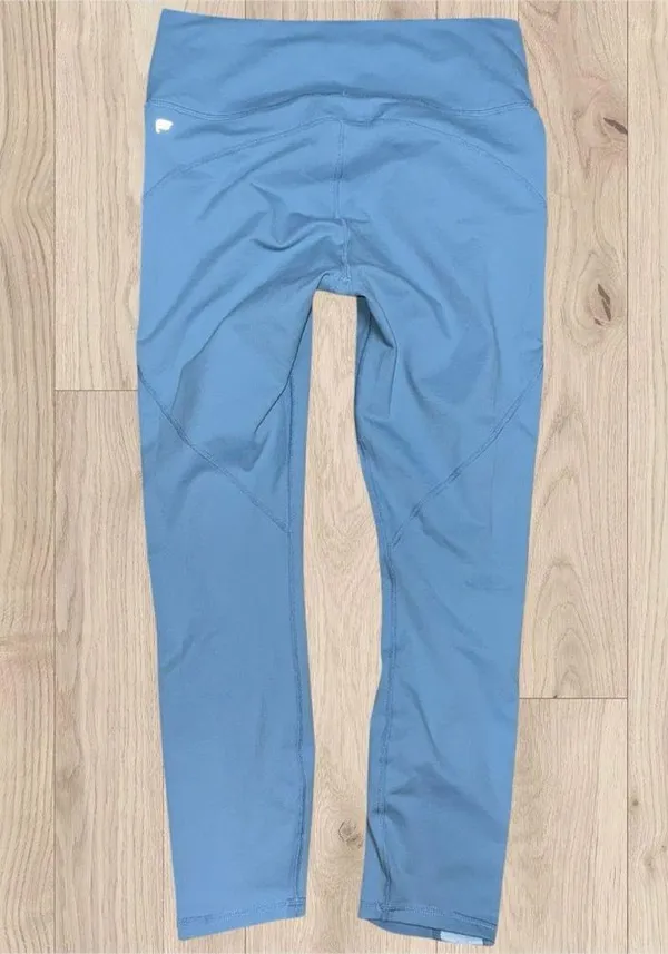 Fabletics High Waisted Powerhold Baby Blue Logo Stripe Leggings Women’s Medium - Image 3