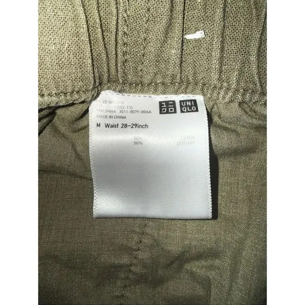 Uniqlo Green High Rise linen blend Pull On shorts Waist 28-29” #774 - Image 2