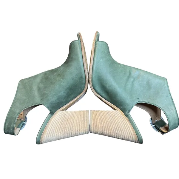 Peter Nappi Shoes Womens Size 7.5 Green Leather Slingback Sandals Block‎ Heel - Image 4
