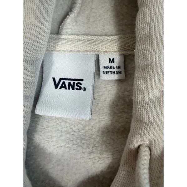 Vans Hoodie Womens Medium Cream Animal Print Checkerboard Fleece Pullover Casual - Image 8