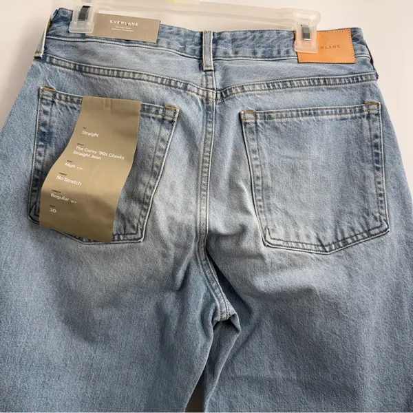 Everlane Curvy 90s Cheeky Straight Jeans 30 NWT High Rise Sunbleached Blue - Image 4