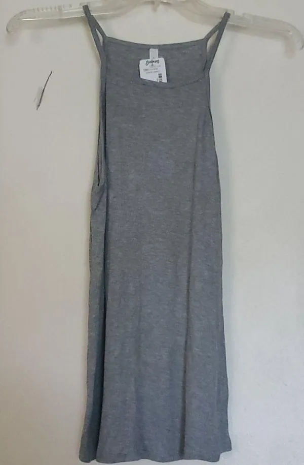 High neck ribbed tank top Gray Size M - Image 4