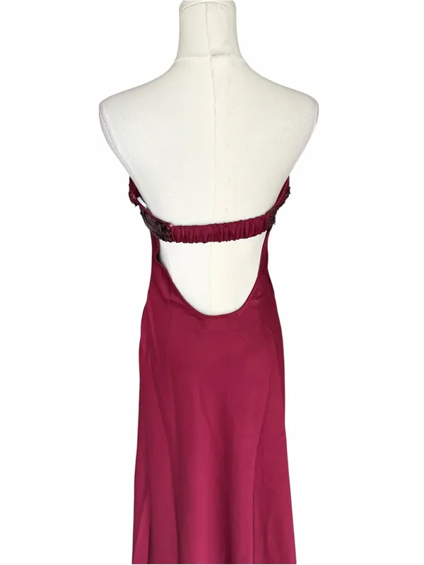 Princess Polly - NWT See The Vision Sequin Bust Maxi Dress Burgundy Sz US 8 - Image 6