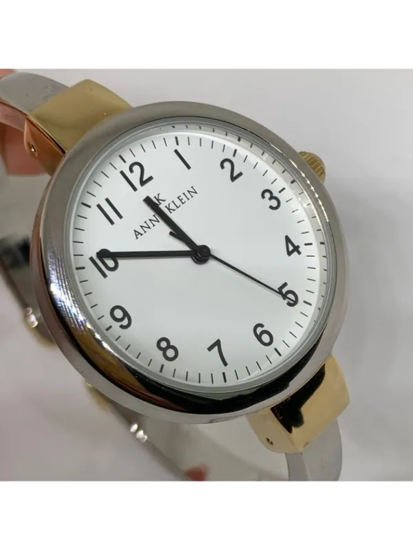 Anne Klein women’s two tone cuff bracelet watch 33mm round quartz 7” running - Image 2