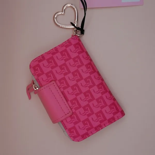 Juicy Couture Pink Lemonade Monogram Tab‎ Card Wallet Y2K Heart Clip Keyring NEW - Image 2