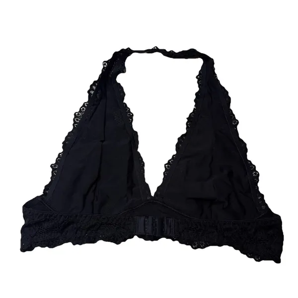 Unbranded Black Lace Halter Neck Bralette Size Medium Back Closure - Image 2