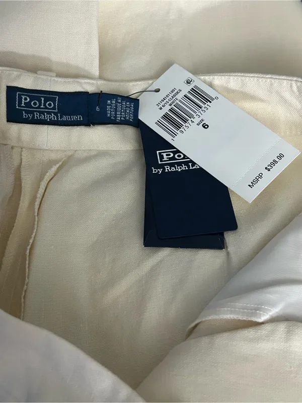 Polo By Ralph Lauren Classic Women’s Cream Straight-Leg Hemp Pants SZ 6 NWT - Image 9