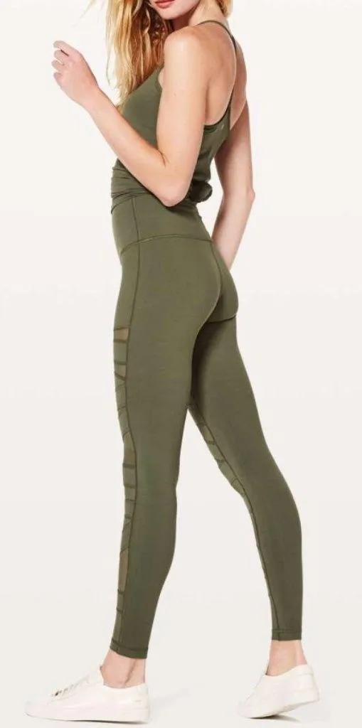 Lululemon Wunder Under Pant Hi-Rise Tech Mesh Sage 7/8 High-Waist Sheer Cut-Outs - Image 2
