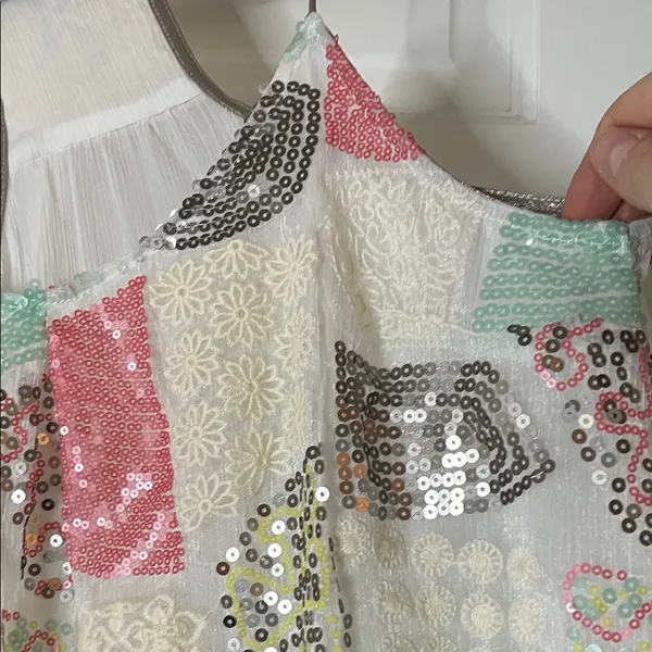 Anthropologie Floreat Patchwork Sequin & Embroidered Louisa Tank Top - Sz Small - Image 5