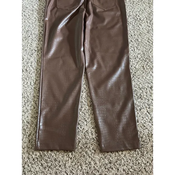 Isaac Mizrahi Live Women's‎ Brown Faux Croc Leather Slim Ankle Pant Size 10 - Image 7