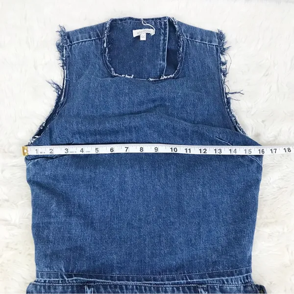 ELLA MOSS Denim Sleeveless Jumpsuit Size 27 Blue Jean Open Back Tapered‎ Raw Hem - Image 10