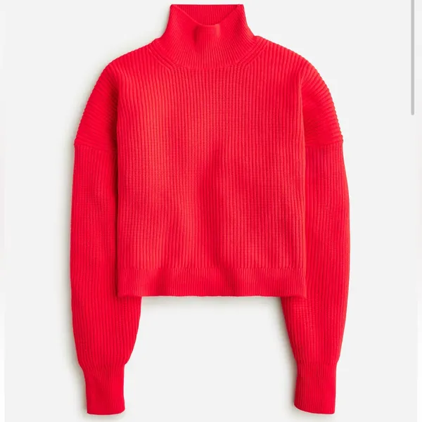 J. Crew Ribbed Turtleneck Stretch Yarn Sweater Red Size Large - Image 2