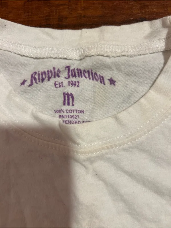 Ripple Junction White Tee with Purple and Green Speaker Stack Graphic - Image 3