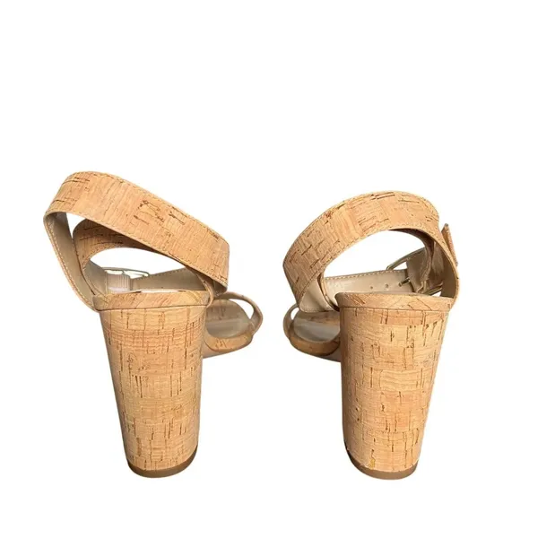 Ann Taylor Sandals Womens Size 8 1/2 Beige Cork Strappy Block Heel Ankle Strap - Image 5