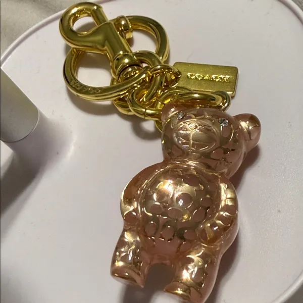 Coach Resin Gummy Bear Bag Charm Gold and Pink. Perfect for Coach Collectors! - Image 9