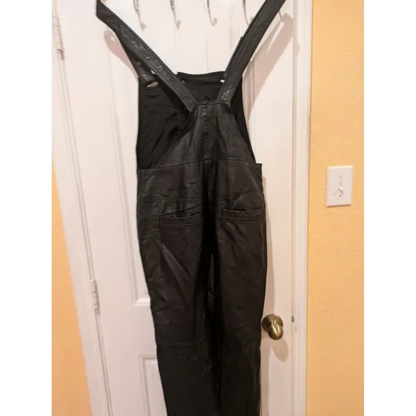 Free People Faux Leather Overalls Jumpsuit Black Size 4 - Image 6