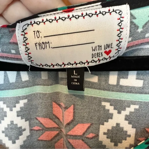 Holiday Christmas Skater Dress L Black Let It Snow Ugly‎ Sweater Argyle Novelty - Image 3