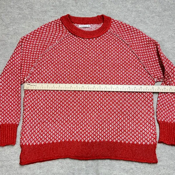 Staccato Womens Red White Geometric Knit Raglan Pullover Sweater Size L‎ Preppy - Image 6