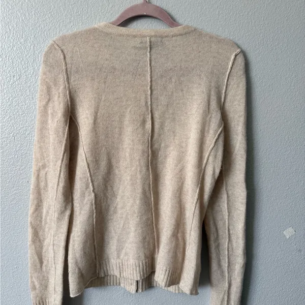 100% Cashmere AQUA Cream Button Front Cardigan Sweater M | Classic Luxe Knit - Image 5