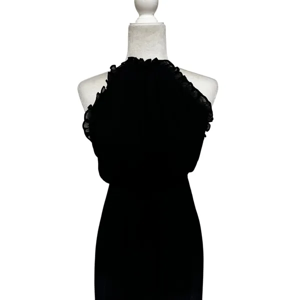 Reformation Black Halter Maxi Dress Open Back Ruffle Minimalist 90s Core Small - Image 5