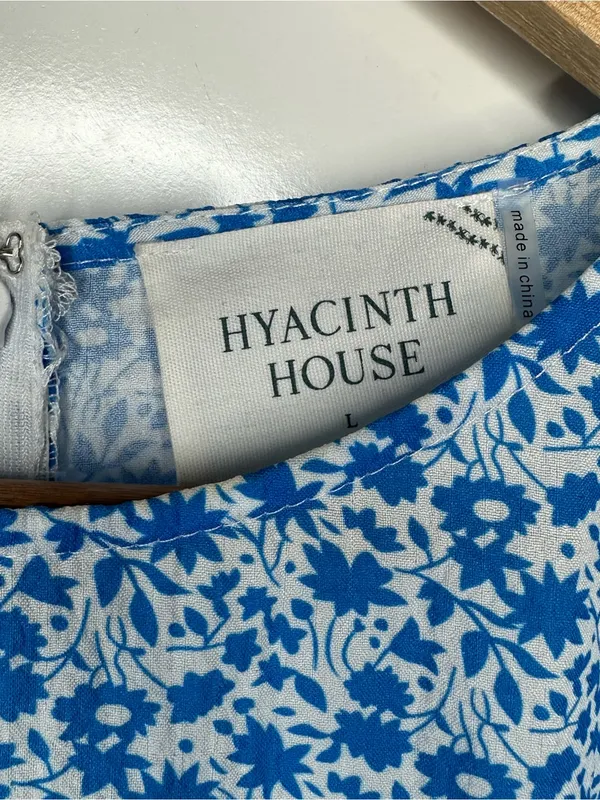 Tuckernuck Hyacinth House Blue Ditsy Floral Puff Sleeve Mini Dress Large - Image 6