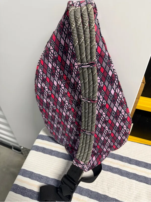 KAVU Rope Sling Backpack Pink Black Geometric Crossbody Travel Hiking Bag - Image 3