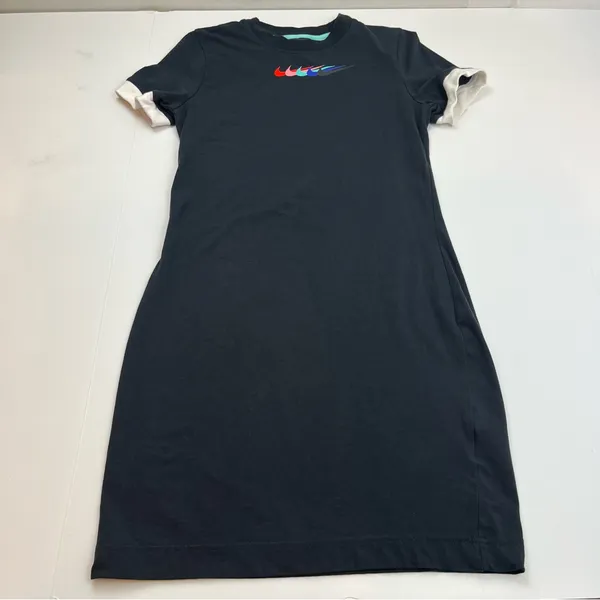 Nike Fitted Womens Black Dress‎ Swoosh SZ Medium Tight Fit Athleisure Streetwear - Image 2