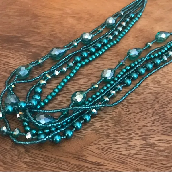 Glass beaded multi strand Necklace 17” - Image 2
