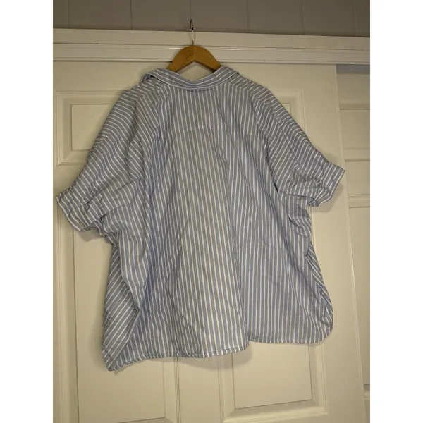 R13 Striped Button Up Shirt Blue White Dolman Oversized Boxy Top City Boy Preppy - Image 3