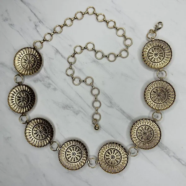 Flower Concho Sunburst Gold Chain Belt OS ✨ - Image 2