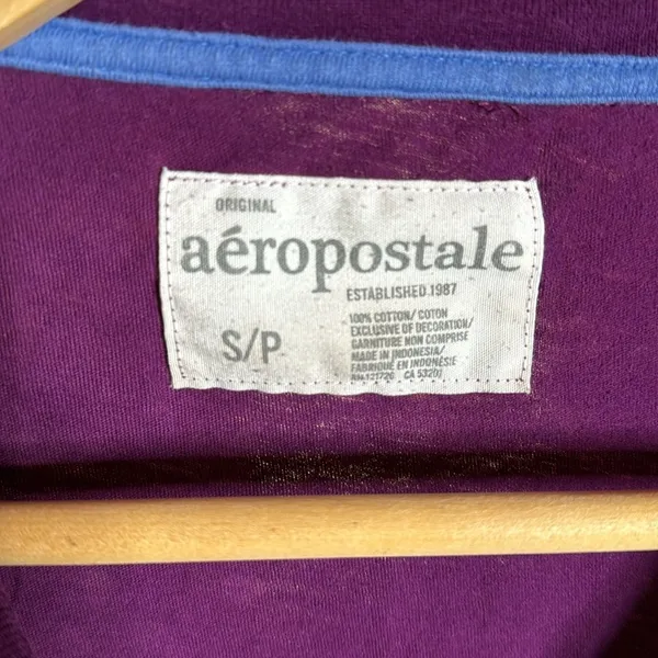 Vintage Y2K Aeropostale Aero NY 1987 Graphic LS Tee Purple Small - Image 4