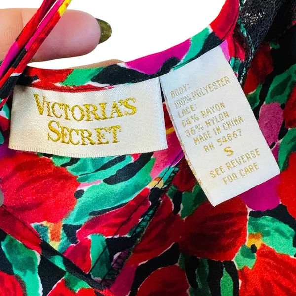 Victoria's Secret Vtg Gold Tag Floral Lace Slip Chemise Dress Red‎ Pink Womens S - Image 3