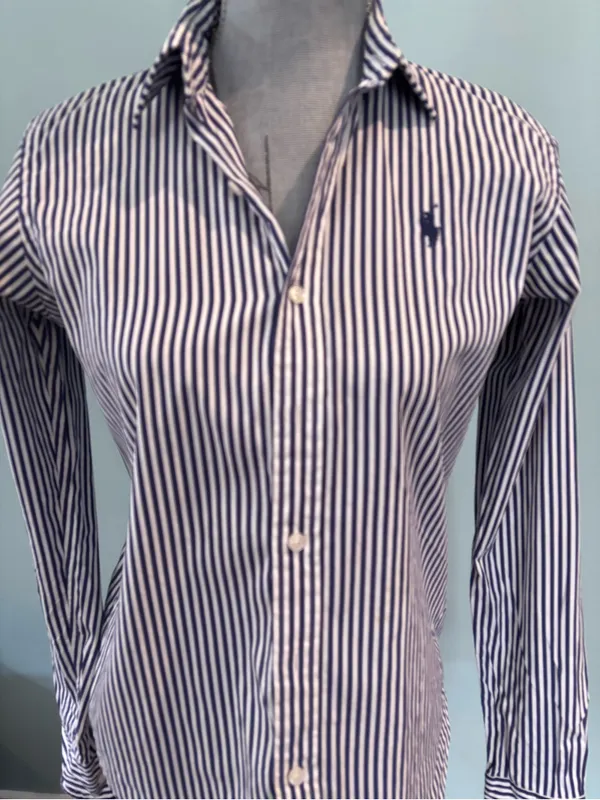 Polo by Ralph Lauren Navy & White Striped Button-Down Shirt - Image 2