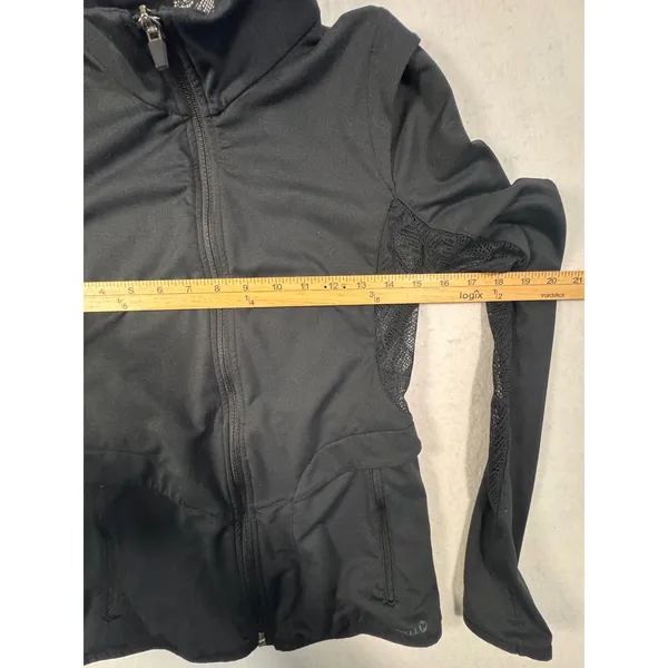 Merrell Womens Black Full Zip Athletic Jacket Lace‎ Mesh Back Thumbholes Small - Image 8