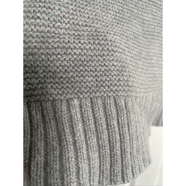 J.Crew Mercantile Garter‎ Stitch Sweater Womens Size M Gray Cotton Merino Wool - Image 3