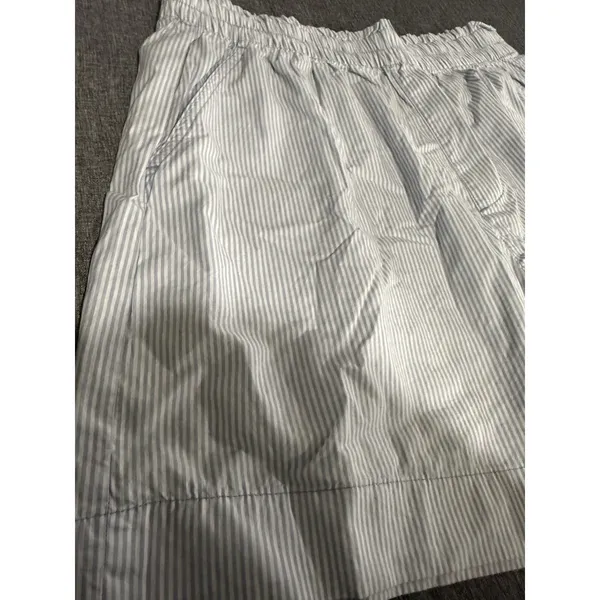 Aerie Women's Sz L Good Day Shorts Light Blue Striped High Rise Boxer Shorts - Image 4