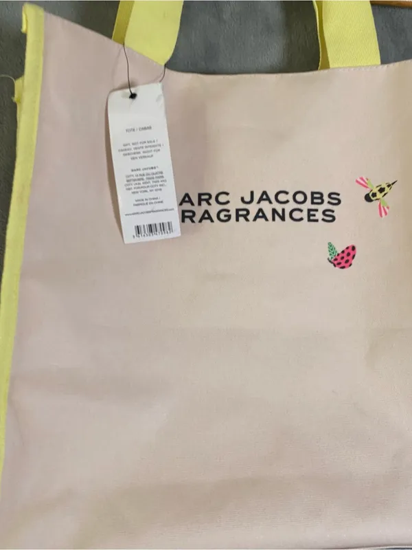 Marc Jacobs Fragrances‎ Pink and Yellow Canvas Tote Bag limited edition - Image 2
