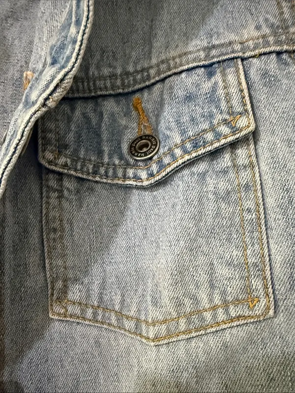 PHD Womens Denim Vest Jean Vest Distressed Light Wash 100% Cotton Size MEDIUM - Image 3