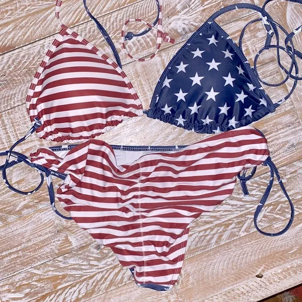 🇺🇸🎆Flag Scrunch Butt Bikini 🎆🇺🇸~lg Red - Image 4