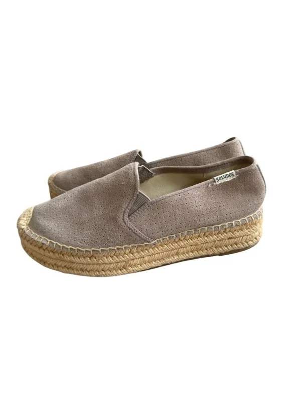 SOLUDOS Taupe Platform Espadrilles Flats Size 6.5 - Image 8