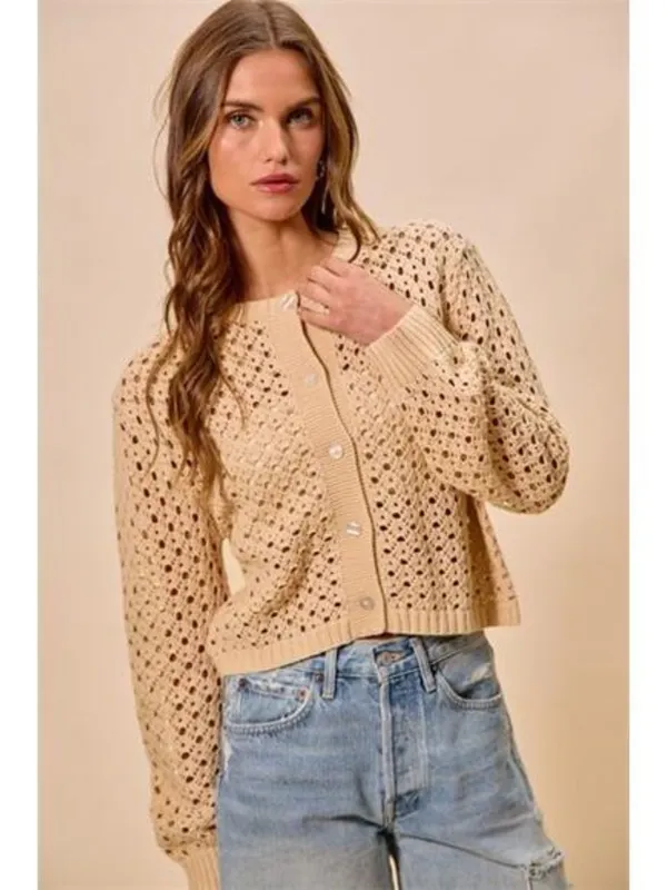 SO‎ ME Open Knitted Button Down Cardigan Sweater Top - Image 8