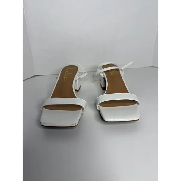 NWOB Lulus White Block Heel Strappy Shoes Size 6.5 Womens Square Toe - Image 2